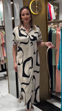 👗[S-5XL]Elegancka, nieregularna, wzorzysta sukienka z dopasowaną talią