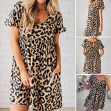 ⏳Ograniczona czasowo oferta specjalna⏰Damska sukienka mini z nadrukiem w panterkę👗