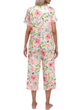 Gorąca sprzedaż damska drukowana top z krótkim rękawem z Capri Pants Lounge &amp; Sutwear Set