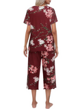 Gorąca sprzedaż damska drukowana top z krótkim rękawem z Capri Pants Lounge &amp; Sutwear Set