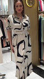 👗[S-5XL]Elegancka, nieregularna, wzorzysta sukienka z dopasowaną talią