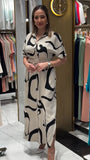 👗[S-5XL]Elegancka, nieregularna, wzorzysta sukienka z dopasowaną talią