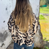 🔥Dzisiaj 50% zniżki na 🔥Jesienną damską kurtkę typu bomber z nadrukiem zebry i zamkiem błyskawiczn